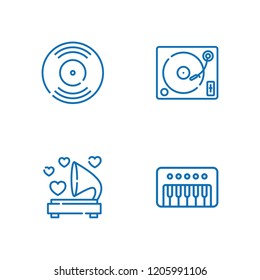 Collection of 4 vinyl outline icons include icons such as synthesizer, vinyl, turntable