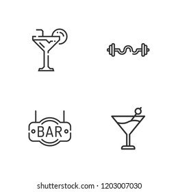 Collection of 4 vodka outline icons include icons such as margarita, cocktail, bar