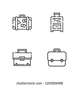 Collection of 4 voyage outline icons include icons such as briefcase