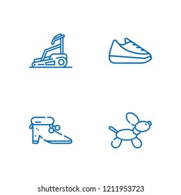 Collection of 4 walking outline icons include icons such as shoe, shoes, dog