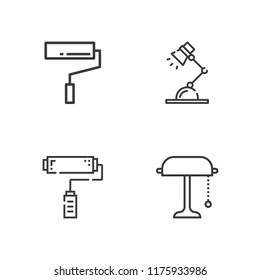 Collection of 4 wall outline icons include icons such as paint roller