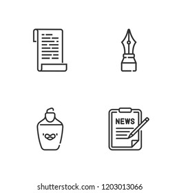 Collection of 4 write outline icons include icons such as form, pen, paper