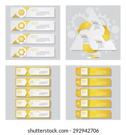 Collection of 4 yellow color template/graphic or website layout. Vector Background. For your idea and presentation.