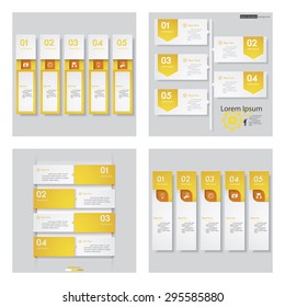 Collection of 4 yellow color template/graphic or website layout. Vector Background. For your idea and presentation.