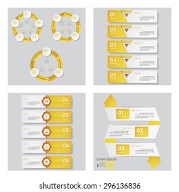 Collection of 4 yellow color template/graphic or website layout. Vector Background. For your idea and presentation.