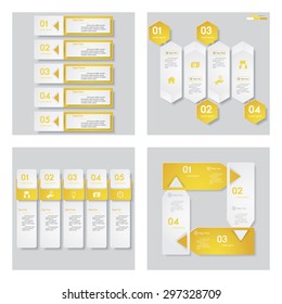 Collection of 4 yellow color template/graphic or website layout. Vector Background. For your idea and presentation.