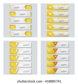 Collection of 4 yellow color template/graphic or website layout. Vector Background. For your idea and presentation.
