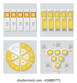 Collection of 4 yellow color template/graphic or website layout. Vector Background. For your idea and presentation.
