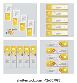 Collection of 4 yellow color template/graphic or website layout. Vector Background. For your idea and presentation.