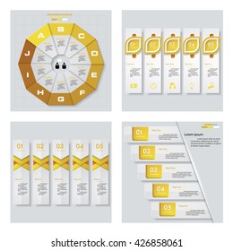 Collection of 4 yellow color template/graphic or website layout. Vector Background. For your idea and presentation.