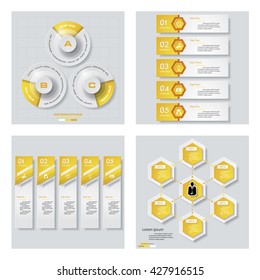 Collection of 4 yellow color template/graphic or website layout. Vector Background. For your idea and presentation.