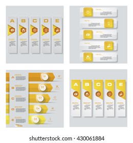 Collection of 4 yellow color template/graphic or website layout. Vector Background. For your idea and presentation.