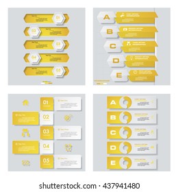 Collection of 4 yellow color template/graphic or website layout. Vector Background. For your idea and presentation.