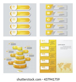 Collection of 4 yellow color template/graphic or website layout. Vector Background. For your idea and presentation.