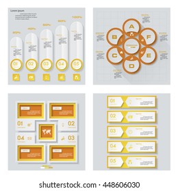 Collection of 4 yellow color template/graphic or website layout. Vector Background. For your idea and presentation.