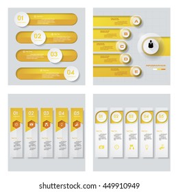 Collection of 4 yellow color template/graphic or website layout. Vector Background. For your idea and presentation.