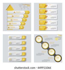 Collection of 4 yellow color template/graphic or website layout. Vector Background. For your idea and presentation.
