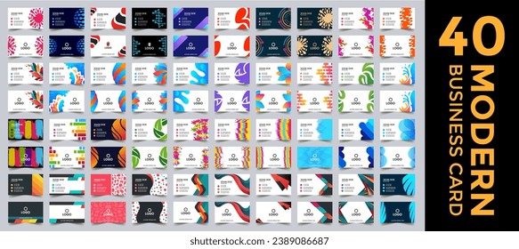 Collection of 40 Business card. Set of modern business card print templates. Personal visiting card . Creative and Clean Double-sided Business Card. colorful elegant luxury minimal professional Design