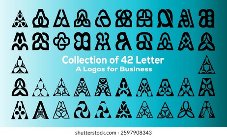 Collection of 42 unique letter A logos. Perfect for branding and design projects.