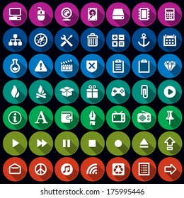 Collection of 49 flat round icons - 3