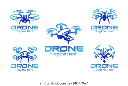 Eine Kollektion von 5 Designs für das Logo des Drohnenrennsports, die FPV-Geschwindigkeit, Agilität und Themen des Luftwettbewerbs zeigen. Geeignet für Tech-Branding und Rennsport-Identitätsprojekte.