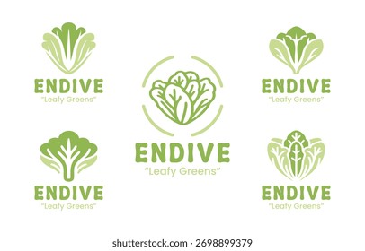 Una colección de 5 logotipos de endibias, ideal para empresas en las industrias de la agricultura, la alimentación y el bienestar. Estos logotipos enfatizan las cualidades orgánicas y frescas de la endibia.