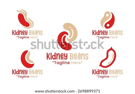 A collection of 5 kidney beans logos, ideal for businesses in the food, agriculture, and health industries. These logos focus on the fresh, healthy qualities of kidney beans.