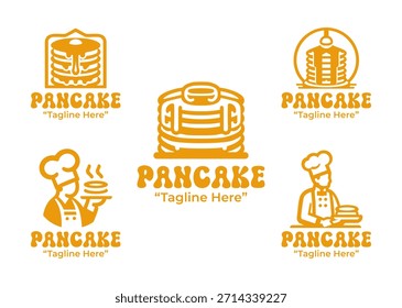 A collection of 5 pancake logo designs suitable for breakfast cafes, restaurants, and dessert brands. Perfect for menu visuals and food business identity projects.