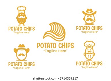 A collection of 5 potato chips logo designs developed for packaged snack brands. Ideal for retail products, food branding, and commercial snack businesses.