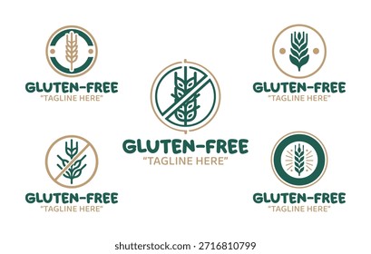A collection of 5 professional logo designs for Gluten-Free food brands, promoting healthy and dietary-conscious eating. Ideal for businesses in the health and food industry.