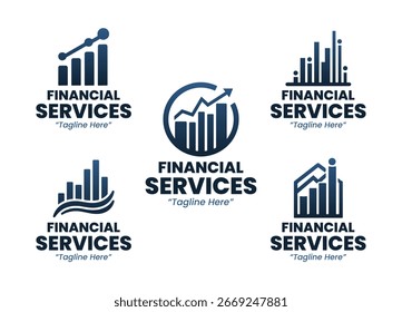 Sammlung von 5 Service-Logo-Set für Unternehmen, Investitionen und Corporate Branding. Geeignet für Finanzunternehmen, Startups und Fintech.