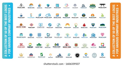 collection of 50 best logos for various industries Company vector templates