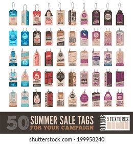 Collection of 50 Clean Summer Sales Related Hang Tags + 5 Bonus Vintage Textures  Included Separately