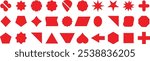 Collection of 50 simple basic shapes for design. Black vector symbols and shapes isolated on white. Basic shapes for design. Stars, triangle, hexagon, square, rectangle, heart. Geometric vector elemen
