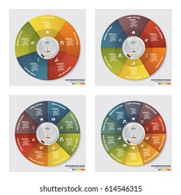 collection of 5,6,8,10 option pie chart. EPS10. for your presentation.