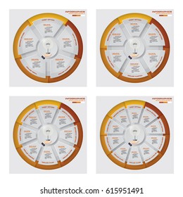 collection of 5,6,8,10 option pie chart. EPS10. for your presentation.