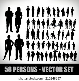 collection of 58 realistic illustrations of people; businessmen and students and other