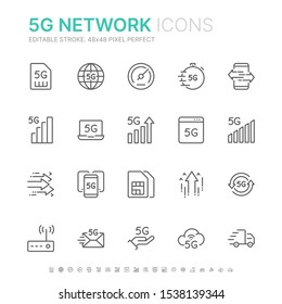 Collection of 5G networks related line icons. 48x48 Pixel Perfect. Editable stroke