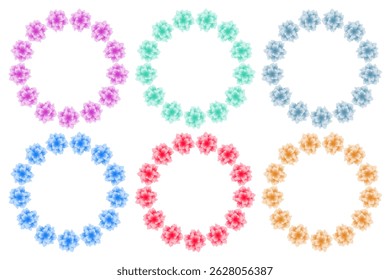 A collection of 6 beautiful flower wreaths made from soft gradient floral petals in various colors.