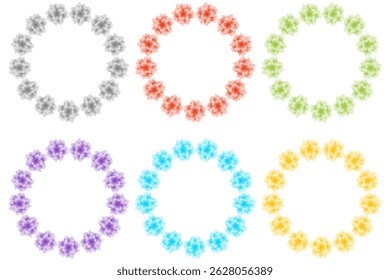 A collection of 6 beautiful flower wreaths made from soft gradient floral petals in various colors.