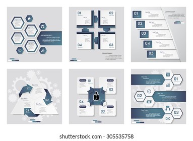 Collection of 6 blue color template/graphic or website layout. Vector Background. For your idea and presentation.