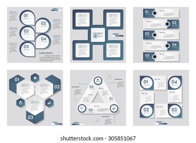 Collection of 6 blue color template/graphic or website layout. Vector Background. For your idea and presentation.