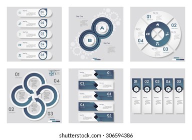 Collection of 6 blue color template/graphic or website layout. Vector Background. For your idea and presentation.