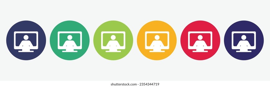 Collection of 6 buttons with account icon.