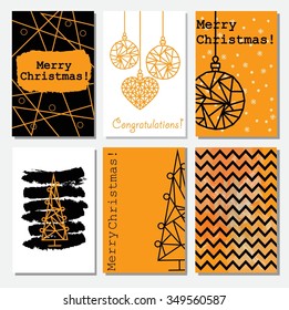 Collection of 6 Christmas card templates. Vector illustration.