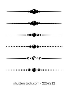 A collection of 6 decorative text or paragraph dividers / separators in vector, B&W