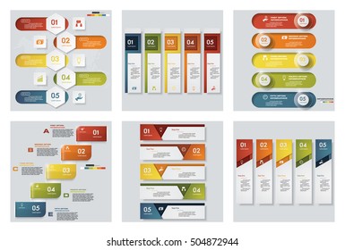 Collection of 6 design colorful presentation templates. Vector Background. For your idea and presentation.
