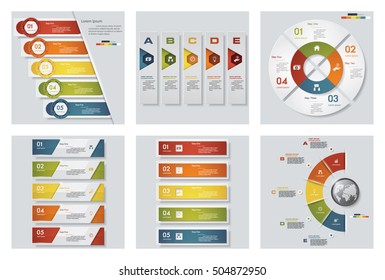 Collection of 6 design colorful presentation templates. Vector Background. For your idea and presentation.