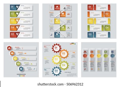 Collection of 6 design colorful presentation templates. Vector Background. For your idea and presentation.