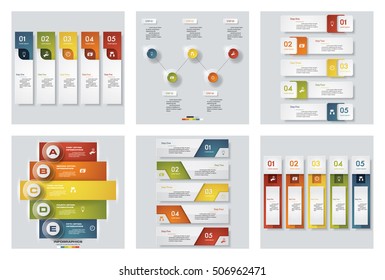 Collection of 6 design colorful presentation templates. Vector Background. For your idea and presentation.